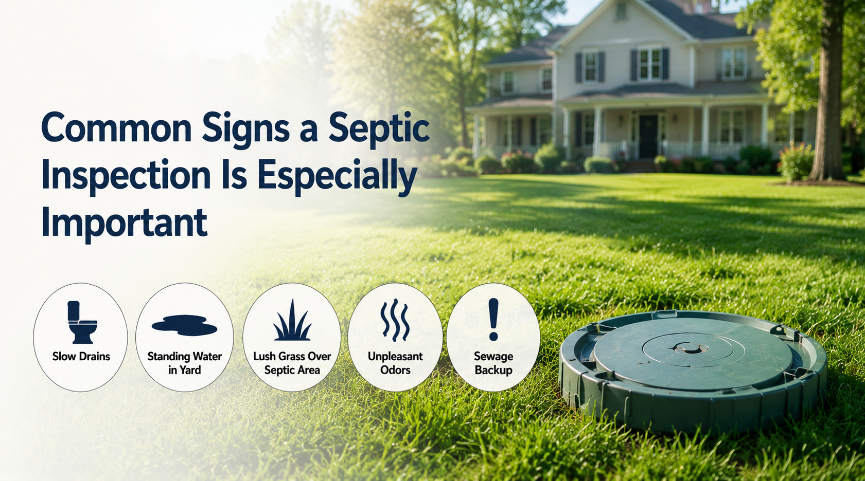 Septic tank lid being opened for inspection on a rural Central Pennsylvania property